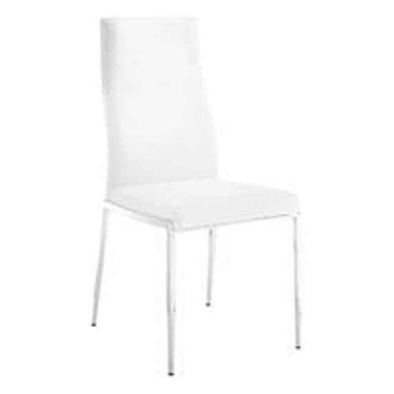 18.5 x 21.5 x 38 in. Firenze Dining Chair in White Polyurethane-Leather with Stainless Steel Base