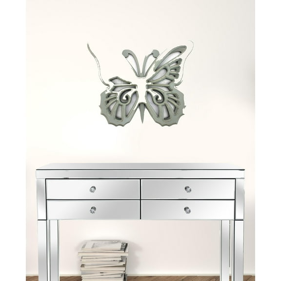 18.5" x 23" x 4" Gray Rustic Butterfly Wooden Wall Decor