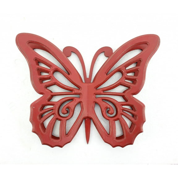 18.5" x 23" x 4" Red Rustic Butterfly Wooden Wall Decor