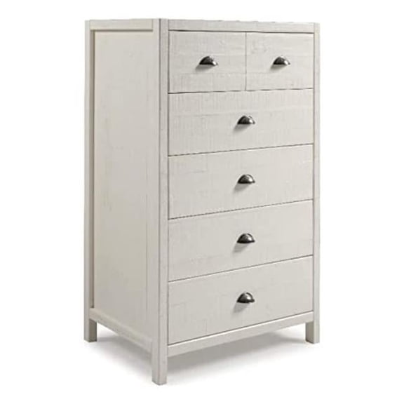 18.5 x 33.13 x 33.63 in. Hampton Five Drawer Chest, Coastal White