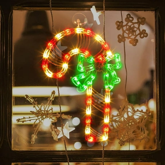 18" 50 Lighted Candy Cane Christmas Light, Window Sculpture Decoration