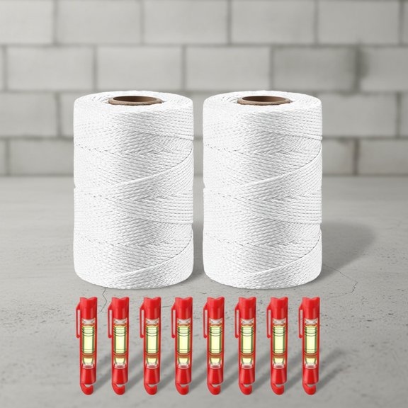 #18 500 ft Mason Line String & 10 Pack Built-in Levels, String Level Line Kit for DIY, Gardening Work, Construction Twine Outdoor Projects Layout Brick Working (Fluorescent White)
