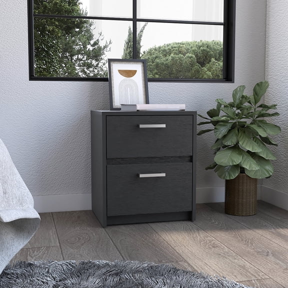 18.58"H Nightstand with 2 Drawers and Robust Handles / Store Clothing and Keep Sleep Essentials in Reach