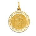 thumbnail image 1 of 18.5mm 14k Gold Polished and Satin Round St. Christopher Pendant Necklace Pendant for Women, 1 of 2