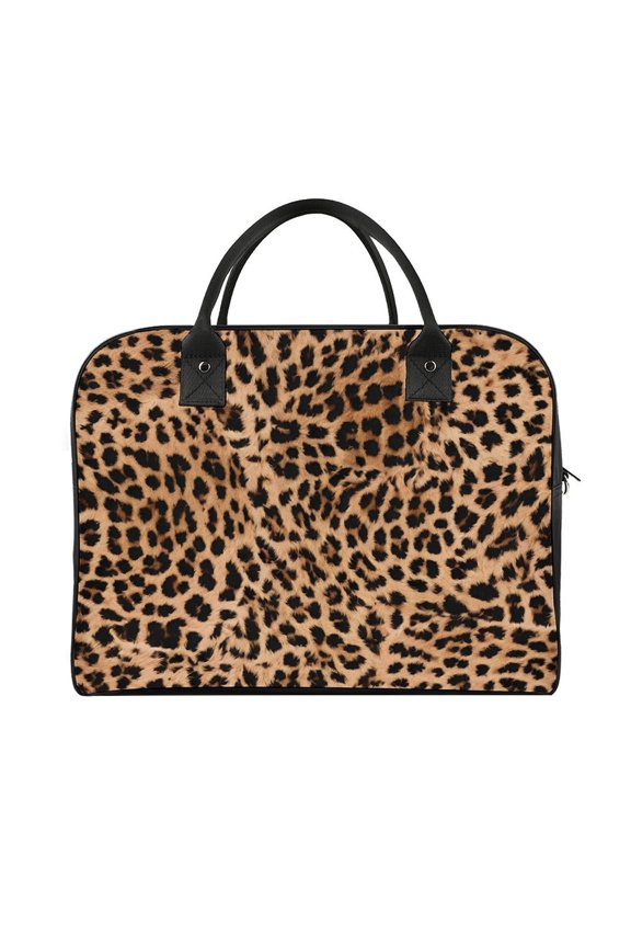 18.5x12.9in Travel Handbag Double Zipper Opening And Closing Adjustable Shoulder Strap Solid Anti Scratch Large Capacity Animal Leopard Pattern
