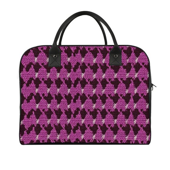 18.5x12.9in Travel Handbag Double Zipper Opening And Closing Adjustable Shoulder Strap Solid Anti Scratch Large Capacity Magenta Houndstooth_1