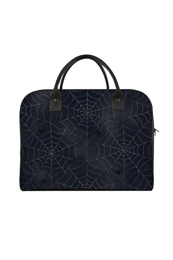 18.5x12.9in Travel Handbag Double Zipper Opening And Closing Adjustable Shoulder Strap Solid Anti Scratch Large Capacity Spider Web Halloween Pattern