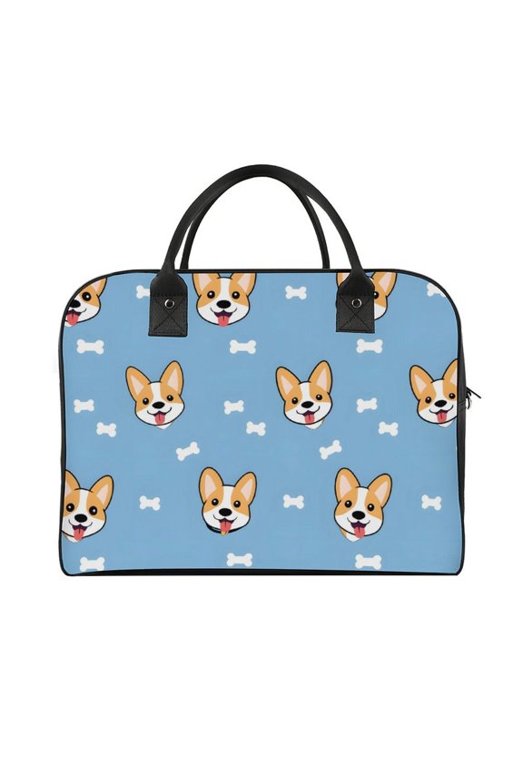 18.5x12.9in Travel Handbag Double Zipper Opening And Closing Adjustable Shoulder Strap Solid Anti Scratch Large Capacity Animal Dog Cartoon Pattern with Bones