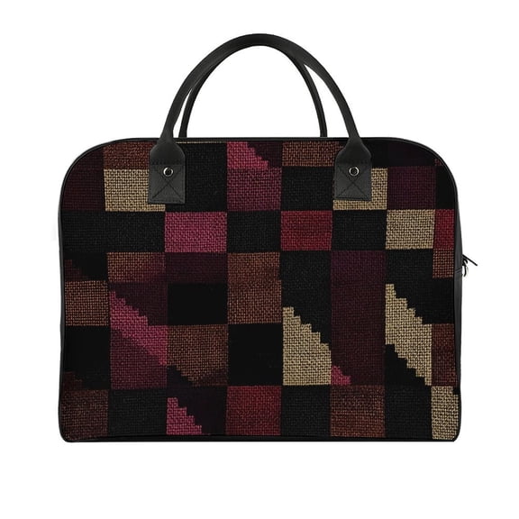 18.5x12.9in Travel Handbag Double Zipper Opening And Closing Adjustable Shoulder Strap Solid Anti Scratch Large Capacity DarkVoilet Houndstooth Checkered_3