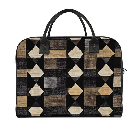 18.5x12.9in Travel Handbag Double Zipper Opening And Closing Adjustable Shoulder Strap Solid Anti Scratch Large Capacity DarkVoilet Houndstooth Checkered_2