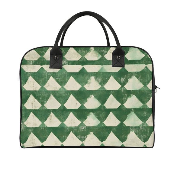 18.5x12.9in Travel Handbag Double Zipper Opening And Closing Adjustable Shoulder Strap Solid Anti Scratch Large Capacity Green Houndstooth Vintage Texture Hand-drawn Sketch_3