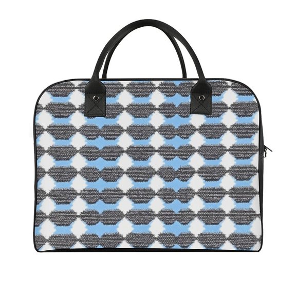 18.5x12.9in Travel Handbag Double Zipper Opening And Closing Adjustable Shoulder Strap Solid Anti Scratch Large Capacity LightSteelBlue Retro Houndstooth_2