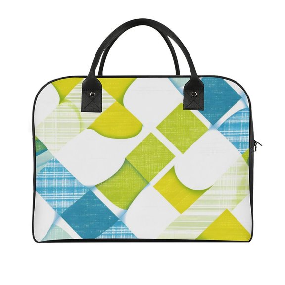 18.5x12.9in Travel Handbag Double Zipper Opening And Closing Adjustable Shoulder Strap Solid Anti Scratch Large Capacity Lime Houndstooth Hand-drawn Sketch_3