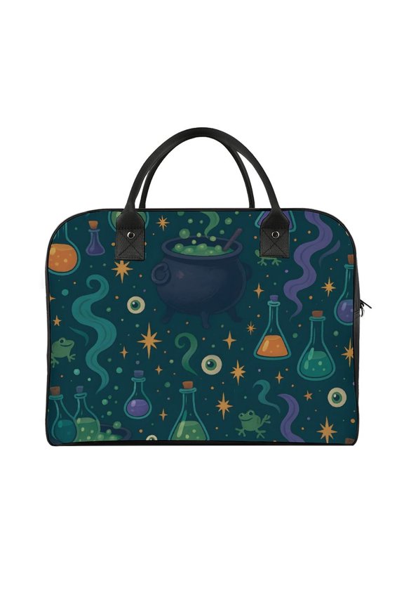 18.5x12.9in Travel Handbag Double Zipper Opening And Closing Adjustable Shoulder Strap Solid Anti Scratch Large Capacity Magical Potion Halloween Pattern