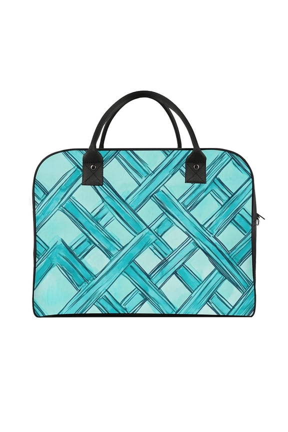 18.5x12.9in Travel Handbag Double Zipper Opening And Closing Adjustable Shoulder Strap Solid Anti Scratch Large Capacity Turquoise Moroccan Trellis Hand-drawn Sketch_62922_2