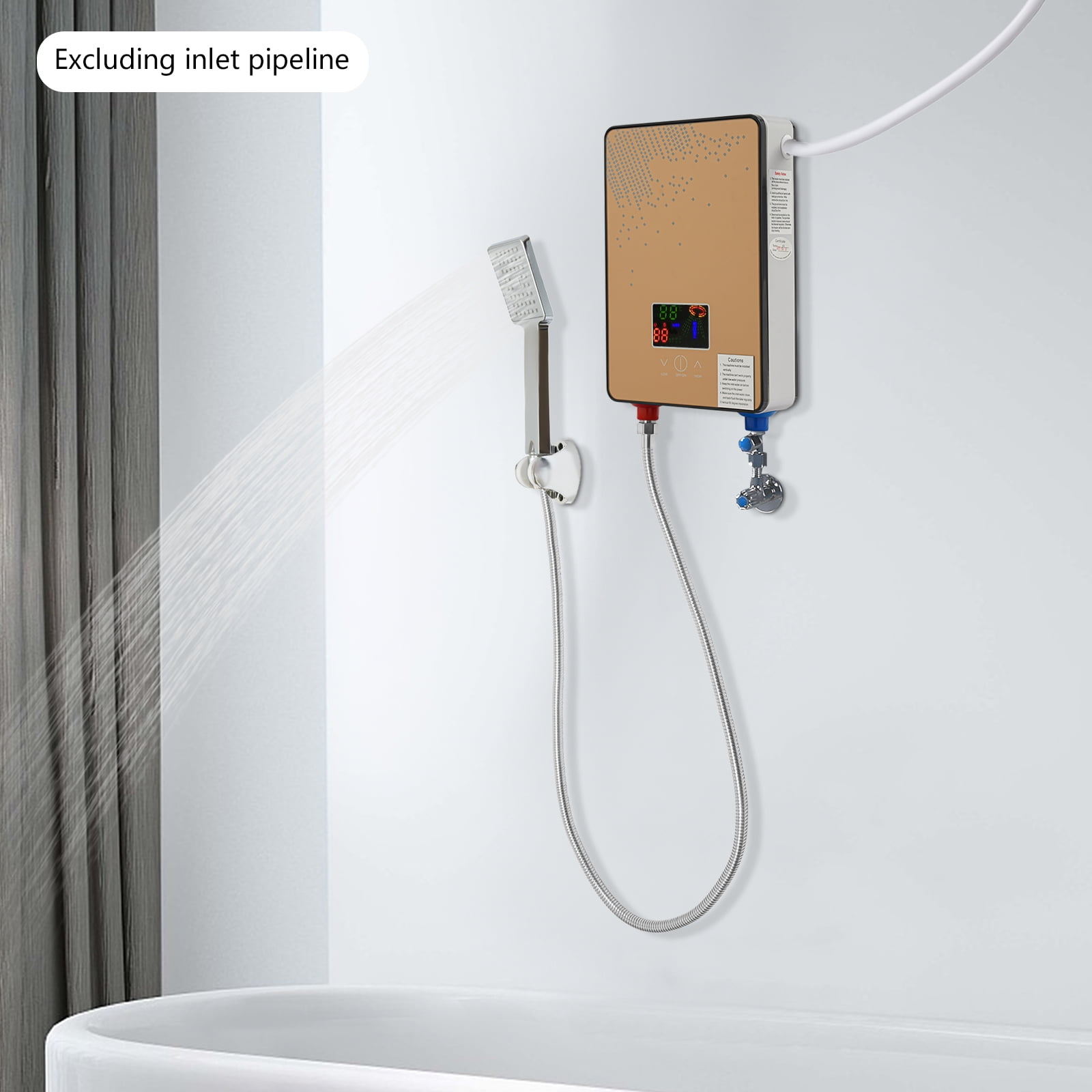 18.6*5.7*27.7cm  Lower Inlet Water Heater Electric Water Heater Instantaneous Water Heater 4500W Stainless Steel