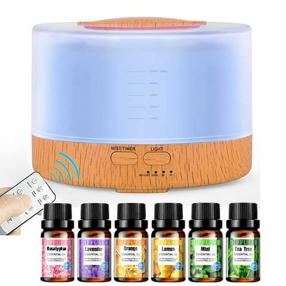 18.6oz Soundwave Technology Essential Oil Diffuser With Remote - USB Powered Auto-Off Safety Feature Ideal For Home & Office Decor