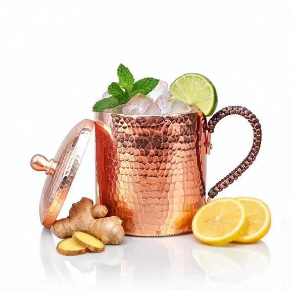 18.6oz Pure Copper Mug with Lid Hand-Hammered Solid Copper Tumbler for Daily Water Drinking, Traditional Ayurvedic Vessel Gift for Yoga, Meditation & Camping