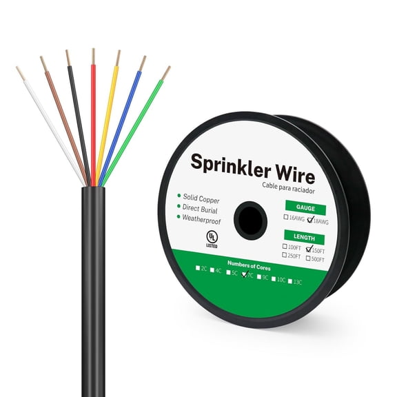 18/7 Solid Sprinkler Wire for up to 6 Valves System 150 Feet