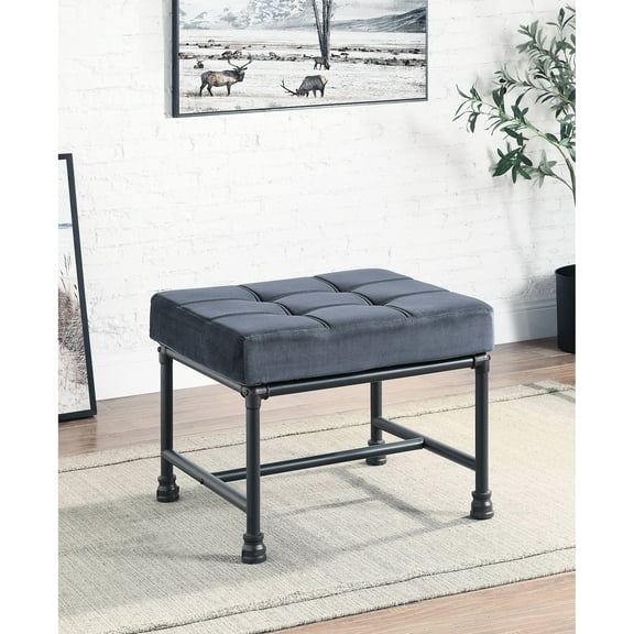 18.71 In. Height Metal Covered In Gray Velvet With And Foam Back Cushion