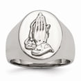 thumbnail image 1 of 18.75mm Stainless Steel Polished With Sterling Silver Praying Hands Ring - Size 11, 1 of 2