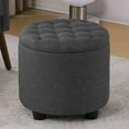 thumbnail image 1 of 18.7inch Storage Round Ottoman, Footstools with Hidden Storage with Removable Lid, Stylish Button Tufted Design Ottoman Foot Stools for Living Room, Bedroom，Darkgrey, 1 of 7