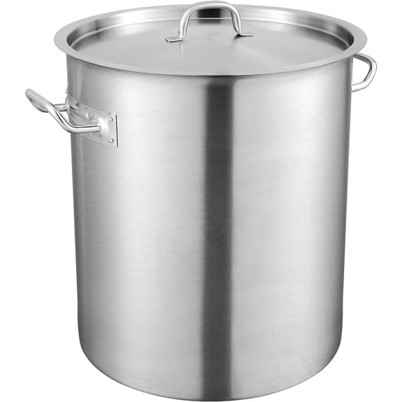18/8 Stainless Steel , 42QT Large Cooking Pots, Multipurpose Cookware Sauce Pot with Composite Base, Heavy Duty Commercial Grade Stock Pot, Sanding Treatment, for Large Groups Events