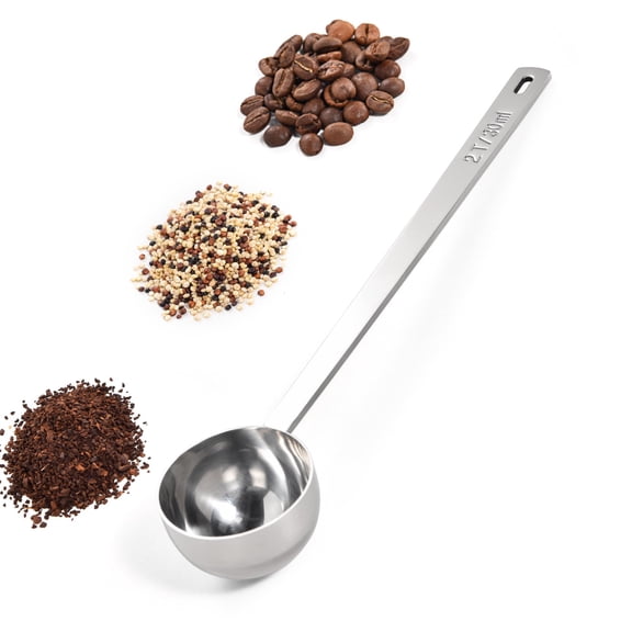 18/8 Stainless Steel Coffee Scoop, Food-Grade Metal Measuring Spoon with 6.9in Long Handle, Tablespoon Scooper for Coffee Beans, Ground Coffee, Espresso, Protein Powders, Tea, Sugar (2 Tbsp)