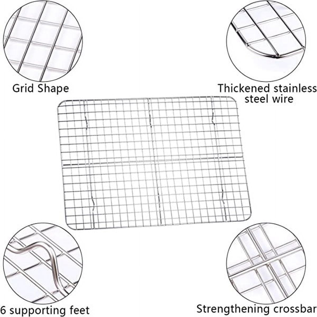 18/8 Stainless Steel Cooling Rack 15.4 x 11.5 inches, Baking Cooking Roasting Grilling Rack with Welding Enhancement for Cookies, Bread, Cakes, Oven Cooking (Large)