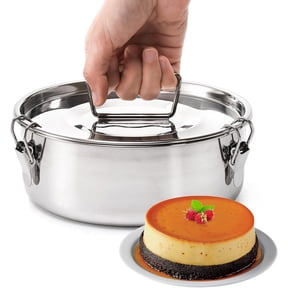 18/8 Stainless Steel Flan Mold with Lid & Handle, 65 oz Flanera Pan Compatible with 6 Qt Instant Pot, Round Flan Maker for Custard, Pudding, Quesillo, Leakproof Locking Design