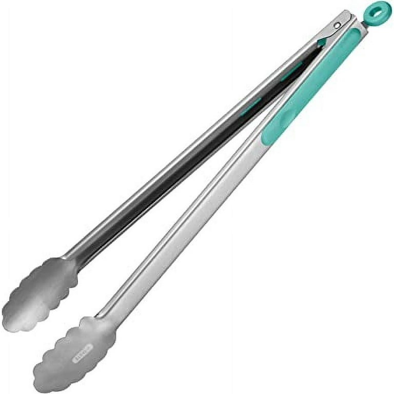 NEW Silicone Tip Locking Tongs Kitchen Cooking Serving Stainless Steel  Handle