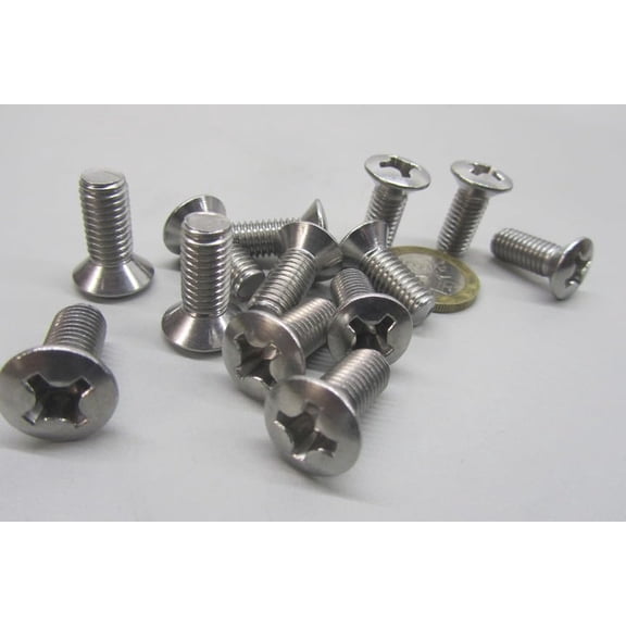 18-8 Stainless Steel Oval Head Phillips Machine Screws, FT, M8 x 1.25 mm Thread Size x 20 mm Length, 25 Pcs$$Hardware