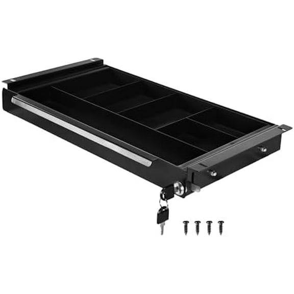 18.8 inch Under Desk Pull-Out Drawer with Lock Office Mounted Sliding Metal Pencil Drawer for Standing Desk$$Office