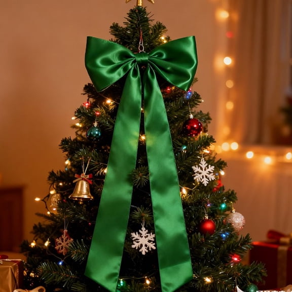18.8 x 51 Inches Extra Large Christmas Satin Bows Christmas Tree Topper Decorations Giant Xmas Tree Toppers Bows for Home Wreath Wall Holiday Birthday Wedding Engagement Party Decorations