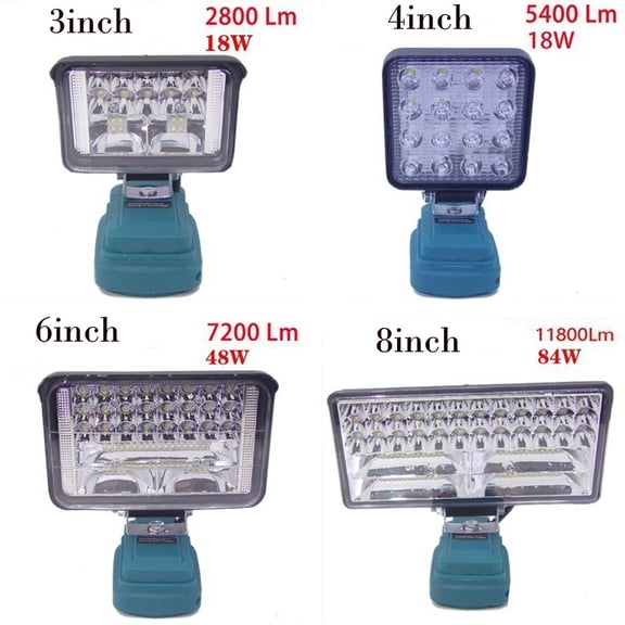 18-84W Cordless Work Light For 18V Battery Handheld Flashlight Flood Lights 6Inch Fangkenuo