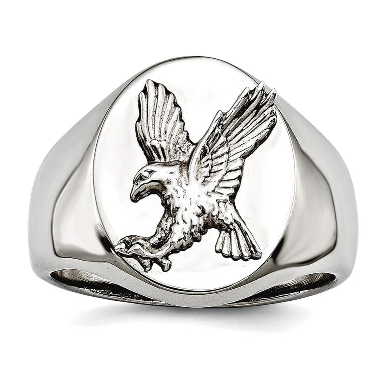 アクセサリー SAAD Silver 925 Eagle Ring Size 21 18.86mm Stainless Steel Polished With 925 Sterling Silver Rhodium