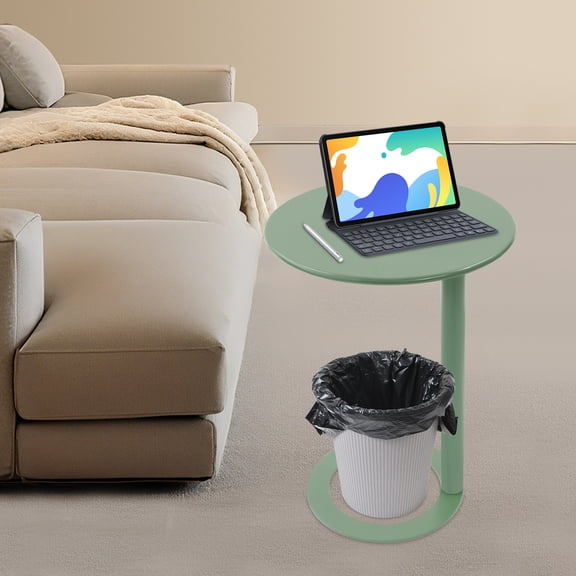 18.9*27.2in C-Shaped Round Side Table, Green Coffee Table, Free Standing Side Table for Homes, Bars