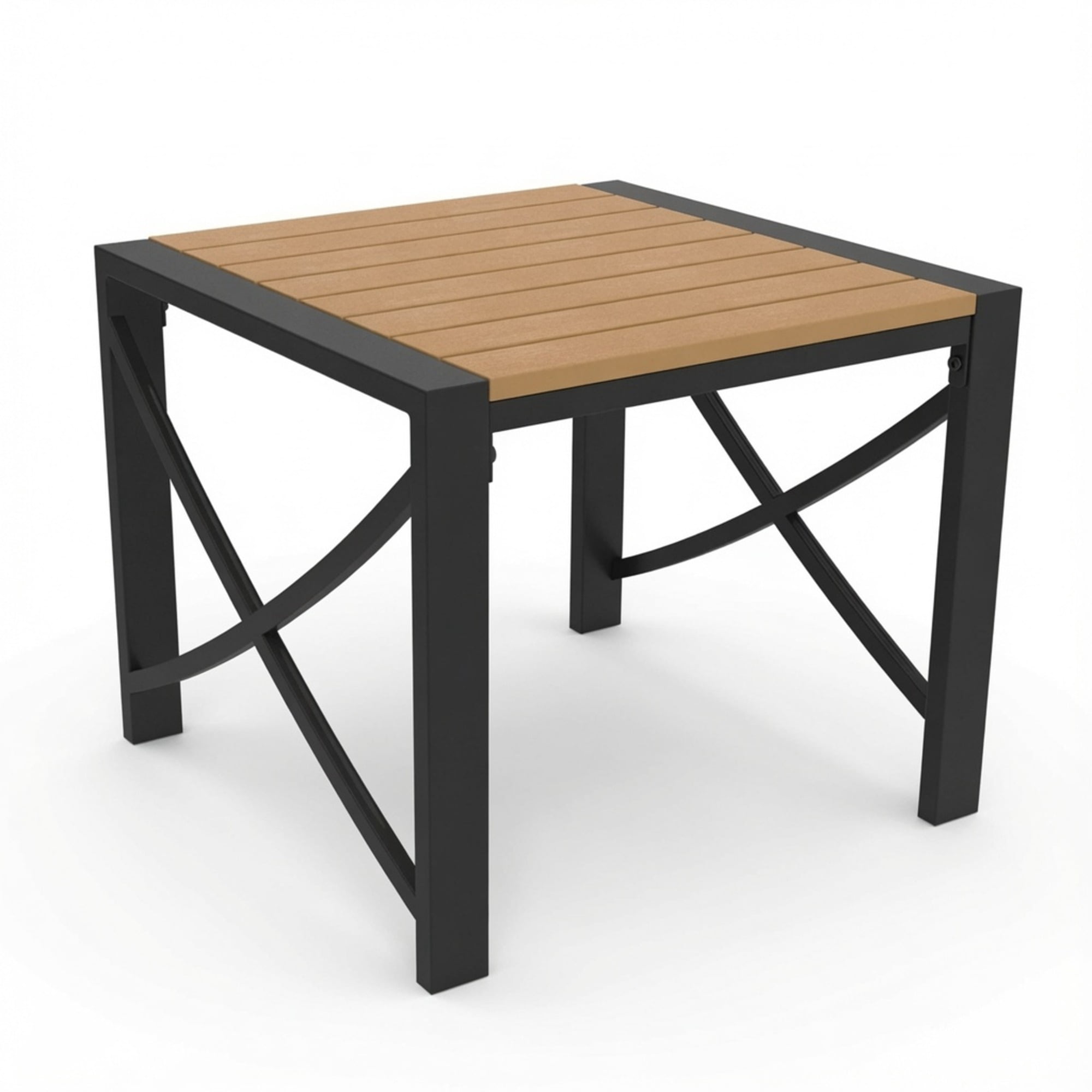 18.9" Black Square Side Havey-Duty Metal Outdoor Patio End Table