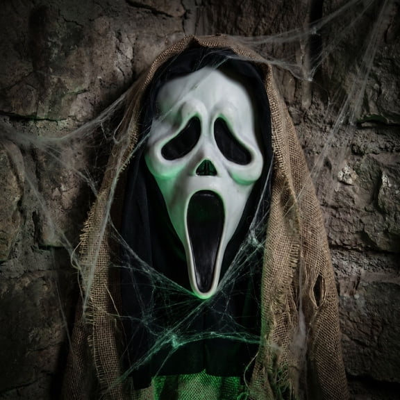 18.9 INCH Halloween Mask Ghost Face Scream Scary Mask Head Cover, Horror Mask Cosplay Prop Party Cosplay, Creepy Halloween Face Mask Scary Atmosphere, Funny Gifts for Halloween Birthday #D