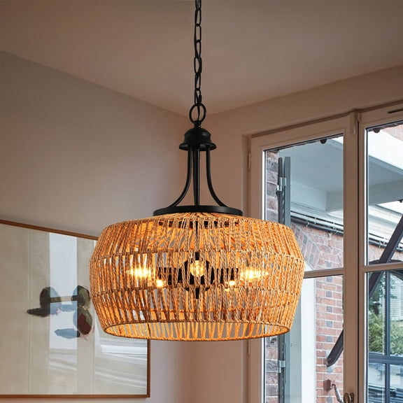 18.9-Inch Charming Boho Hanging Light Fixture for Kitchen Island Bedroom and Living Room (E12 Base)