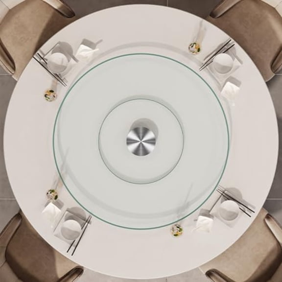 18.9-Inch Large Lazy Susan Turntable, Round Serving Plate with Swivel Assist System, Silent Smooth Rotating Tray for Tabletop