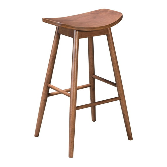 18.9" x 16.5" x 31.3" Walnut, Wood Veneer, Rubberwood, Barstool - Set of 2