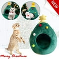 thumbnail image 1 of 18.90x15.75x15.75 Inch Christmas Tree Shaped Pet Bed with Half Closed Design - Warm Soft Winter House for Small Animals and Pets, 1 of 9