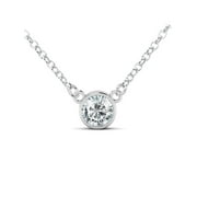 18" 925 Sterling Silver Round Cut CZ Cubic Zirconia Solitaire Pendant Necklace