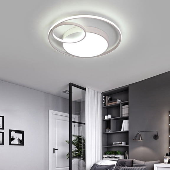18.9in LED Ceiling Light 32W White Modern Overlapping Circle Flush Mount Light for Living Room, Bedroom