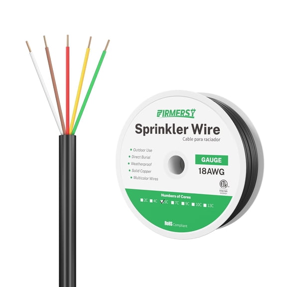 18 AWG 5 Conductor Solid Copper Sprinkler Wire 100 Feet