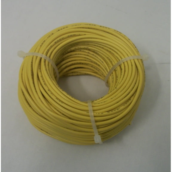 18 AWG tinned copper stranded hook up wire, 100 feet per Yellow UL1007