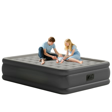 Full Air Mattress,Inflatable Mattress with Built in Pump,High Portable Air Bed,Blow Up Mattress for Home,Travel and Guest(Gray)