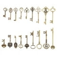 thumbnail image 1 of 18 Antique Vintage Old Look Bronze Skeleton Key Heart Bow Lock Pendant, 1 of 7