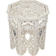 thumbnail image 1 of Northlight 18" Antique White and Brushed Gold Carved Octagonal Side Table, 1 of 5